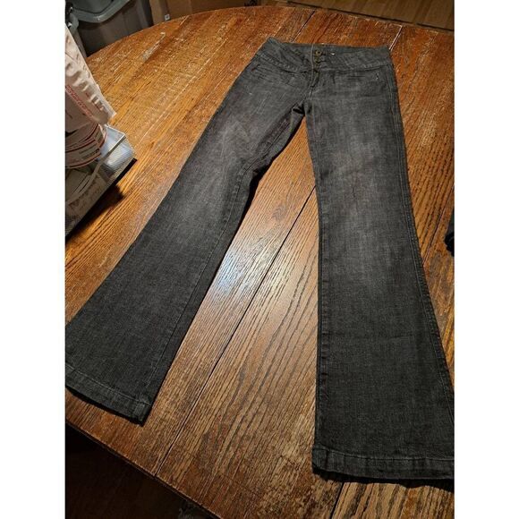 Size 3 Farlow Black Denim 3 Button Bootcut Flare Jeans with Pockets Casual Pants - Picture 1 of 3